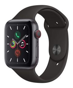 APPLE Watch Series 5 Cellular - Space Grey Aluminium with Black Sports Band, 44 mm - MWWE2B/A - C-Grade