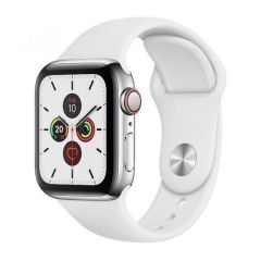APPLE Watch Series 5 Cellular - ​Stainless Steel Case with White Sport Band, 40mm - MWX42B/A - B-Grade